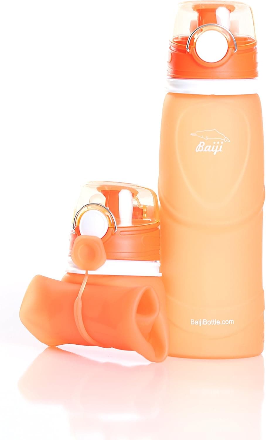 Collapsible Water Bottle - 26 oz BPA Free Silicone - Wide Mouth - Sports Camping Canteen - Easy to Clean and Store