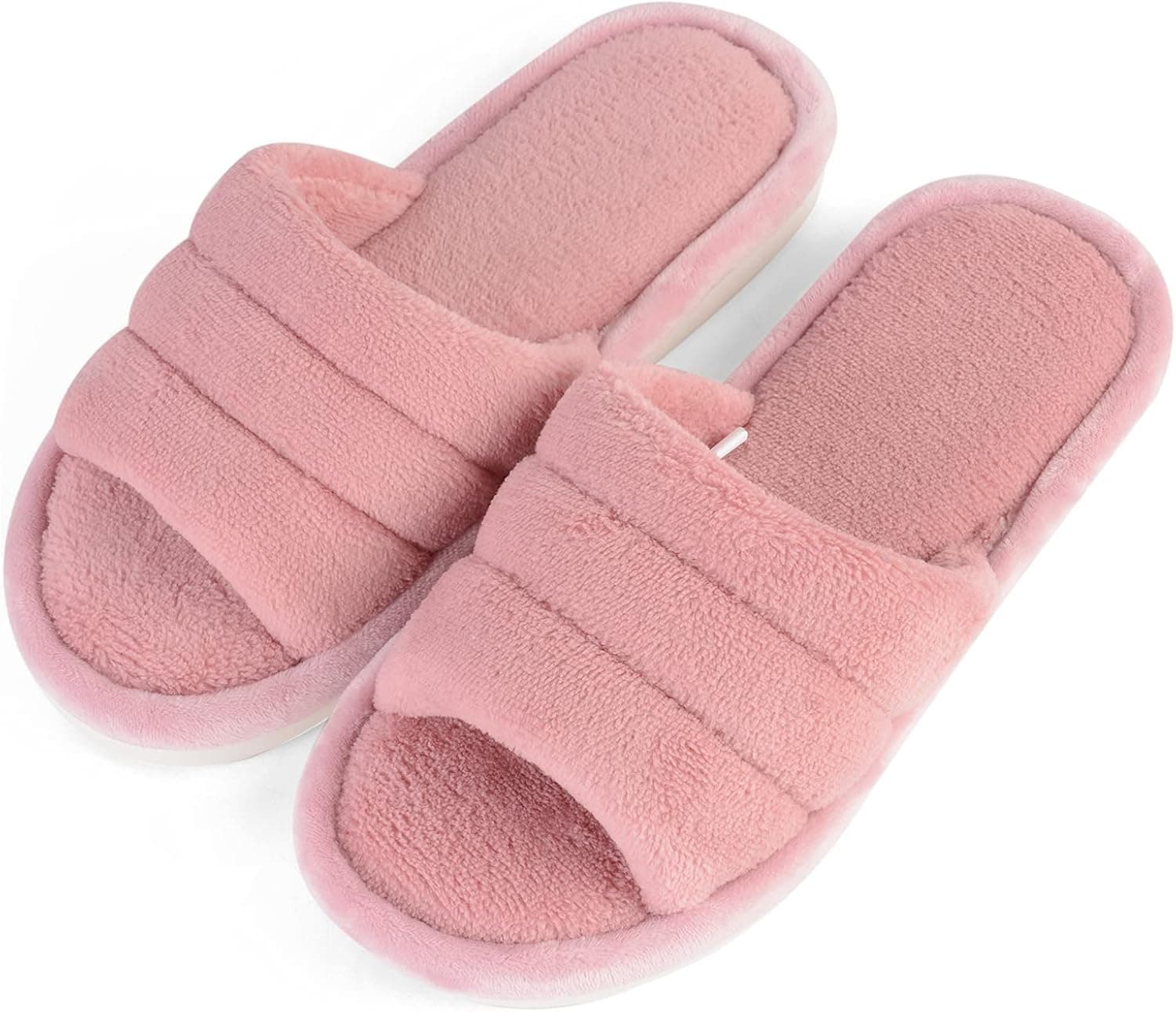 Loozykit Womens Mens Slippers Terry Cloth Open Toe Sandal Soft Cozy Memory Foam Slide Non Slip House Slipper Home Indoor Outdoor