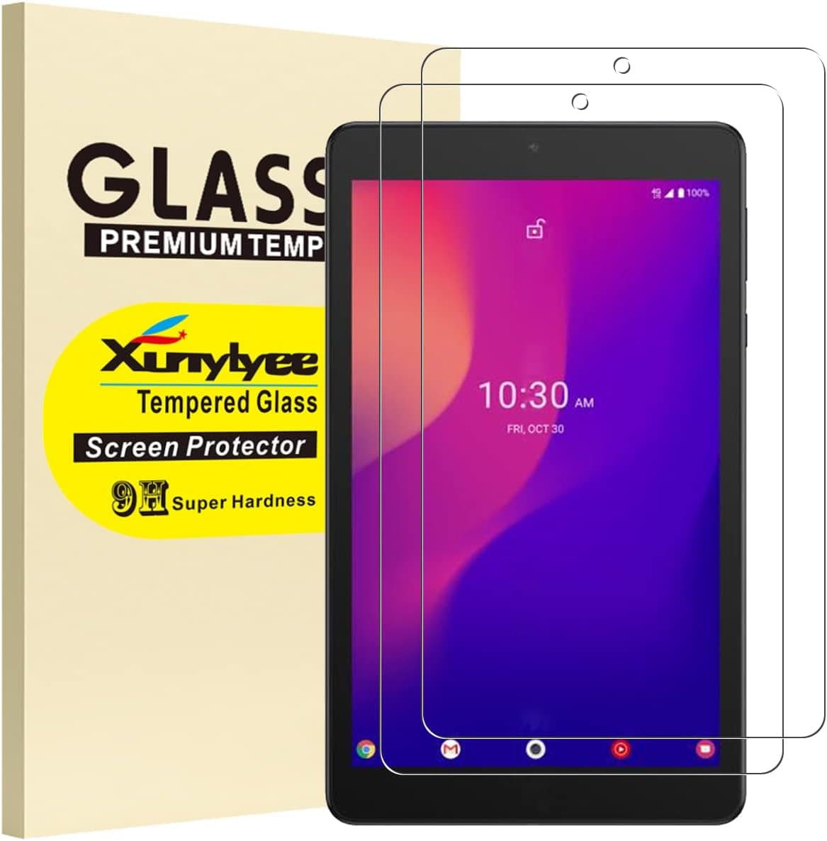 XunyLyee [2 Pack Screen Protector for Alcatel Joy Tab 2, Easy Installation Tempered Glass for Alcatel Joy Tab/Joy Tab 2/ Joy Tab Kids/Joy Tab kids 2/ Alcatel 3T (8.0 Inch)