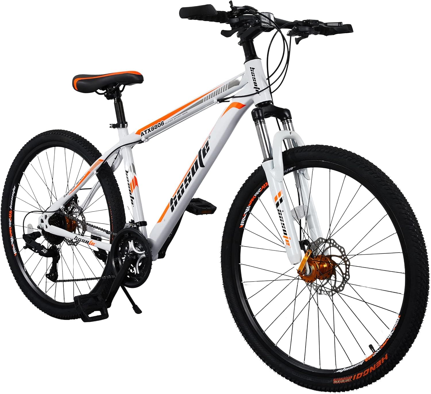 hosote Mountain Bike, Mens and Womens, 26 Inch 21 Speed Mountain Bicycle with Suspension Fork, Steel Frame MTB with Dual Disc Brake for Adult Youth, Multiple Color