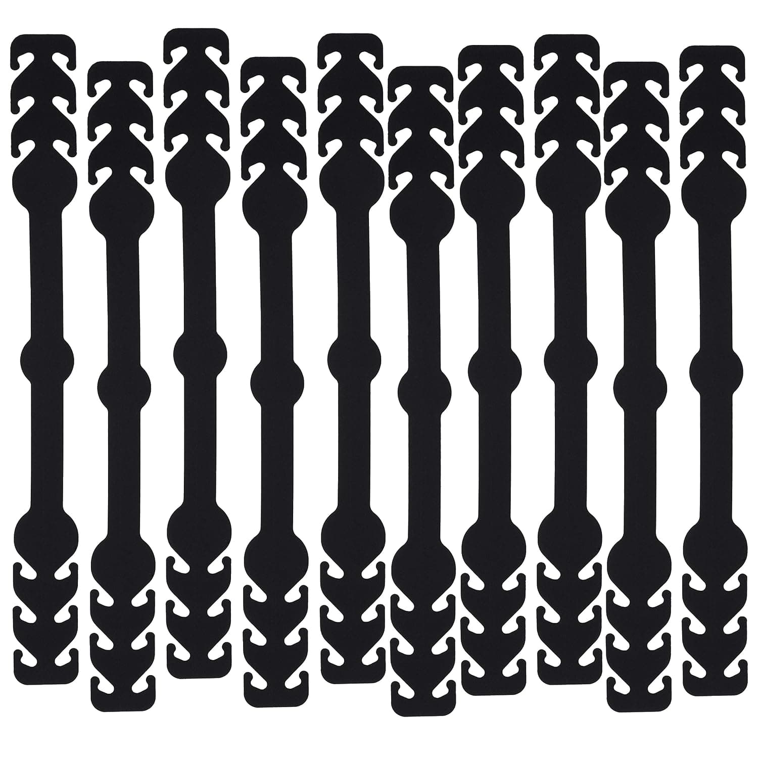Silicone Strap Face Mask Holder Band Headband 10 Pack (Black)