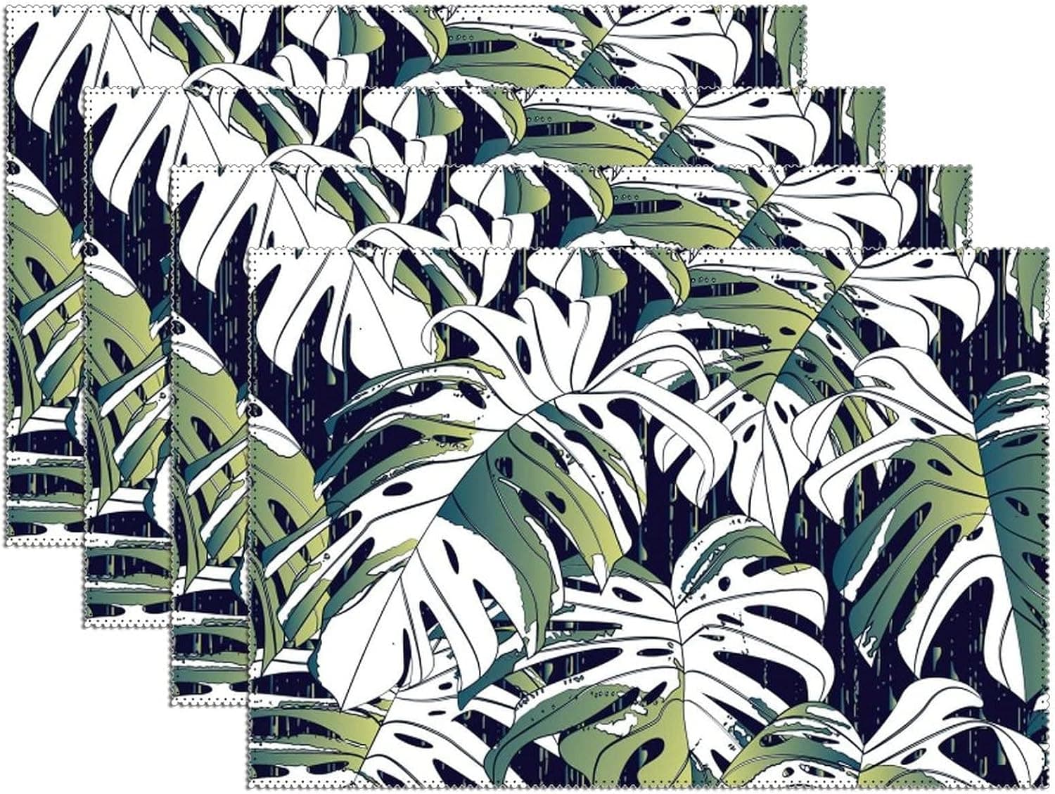 Placemats Monstera Leaves Heat Resistant Non-Slip Artwork Dining Placemats Washable Table Mats 4 PCS for Home Kitchen 18"X12"
