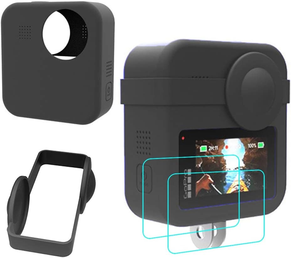YGoal Case Compatible with GoPro Max, Soft Scratchproof/Falling Resistant Silicone Case Cover for GoPro Max Including The Camera Cover and Screen Protector, Black