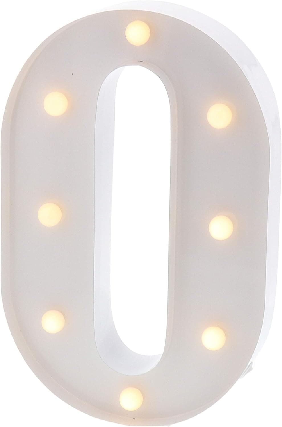 Barnyard Designs Metal Marquee Number 0 Light Up Wall Initial Wedding, Bar, Home and Nursery Number Decoration 12" (White)