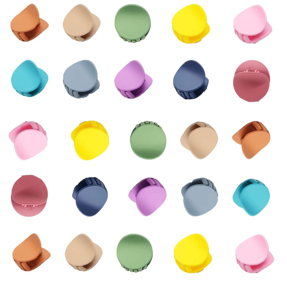 NIEQIAO Small Hair Claw Clips Plastic Hair Clips ， 25 Pack Mixed Color Hair Clips for All Hair Types for Women Non-Slip Hair Jaw Clips