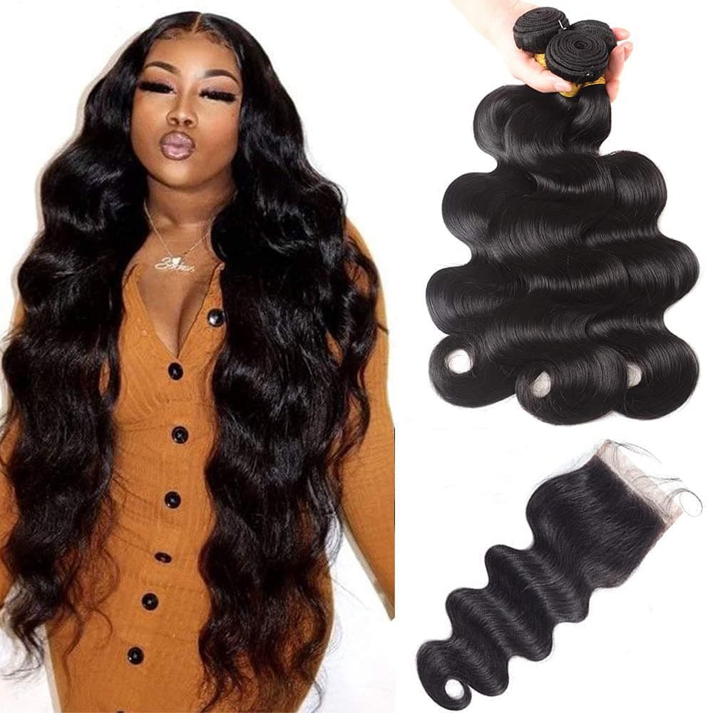 body wave bundles with closure 20 22 24+18 lace closure