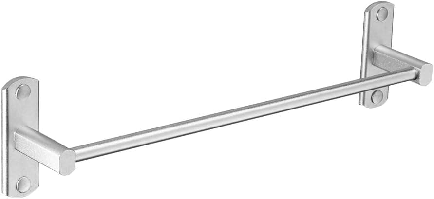 BESy Bathroom Towel Bar Towel Holder, Space Aluminum, Self Adhesive with Glue or Wall Mount with Screws, Hanging Towel Rail Stick On Sticky Hanger Contemporary Style, Dull Polished Silver