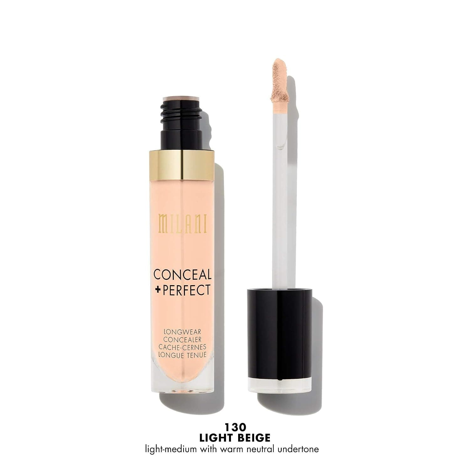 Milani Conceal + Perfect Longwear Concealer - Light Beige (0.17 Fl. Oz.) Vegan, Cruelty-Free Liquid Concealer - Cover Dark Circles, Blemishes & Skin Imperfections for Long-Lasting Wear