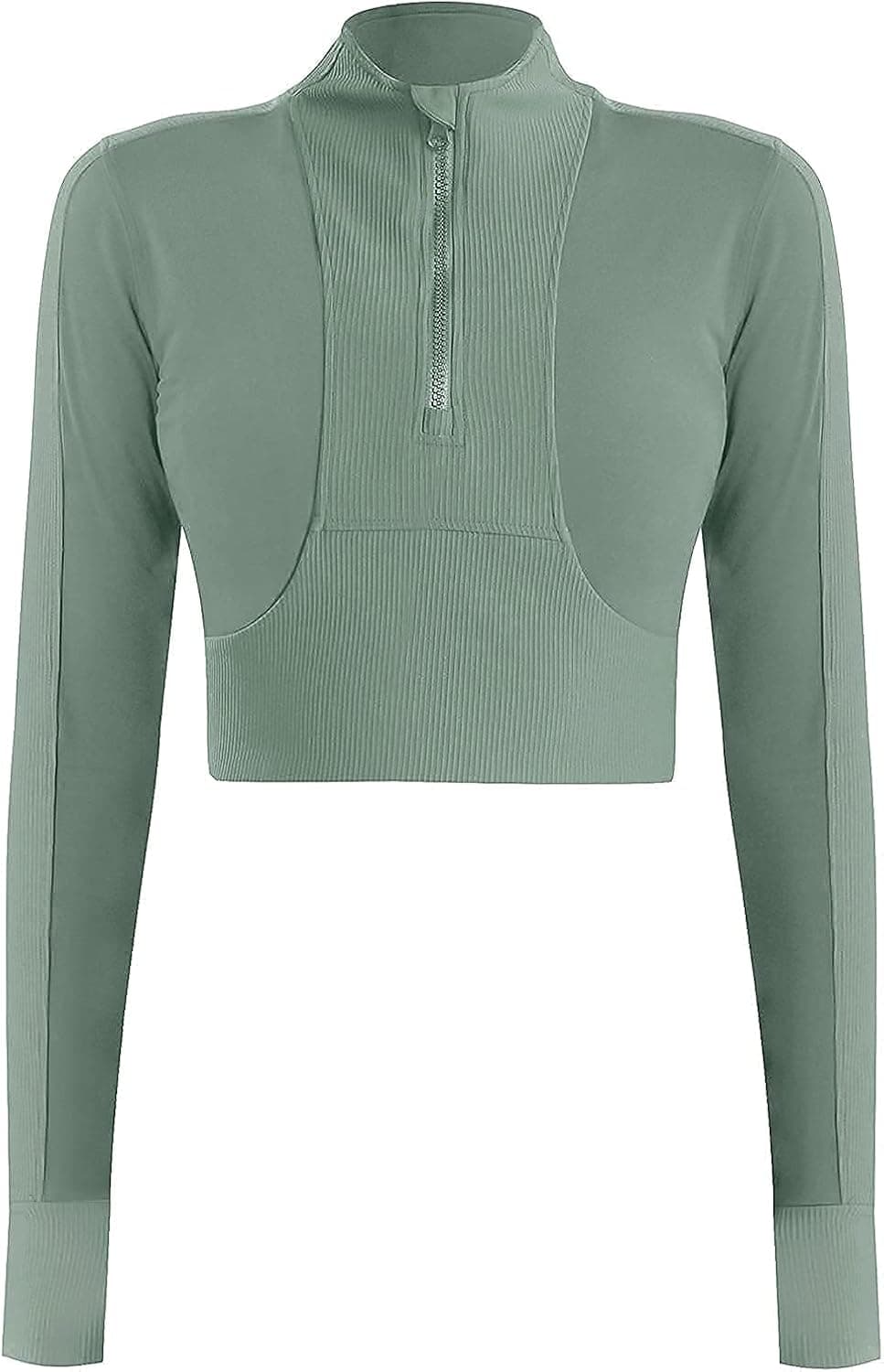KTILG Womens Cropped Jacket Half Zip Pullover Slim Fit Yoga Running Athletic Workout Jackets Long Sleeve Activewear Top