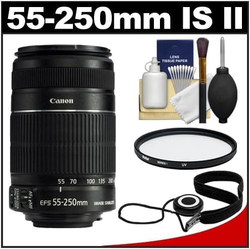 Canon EF-S 55-250mm f/4.0-5.6 IS Telephoto Zoom Lens + UV Filter + Accessory Kit for Digital Rebel XS, XSi, XSi, T1i, T2i, EOS 50D, 60D & 7D Digital SLR Camera