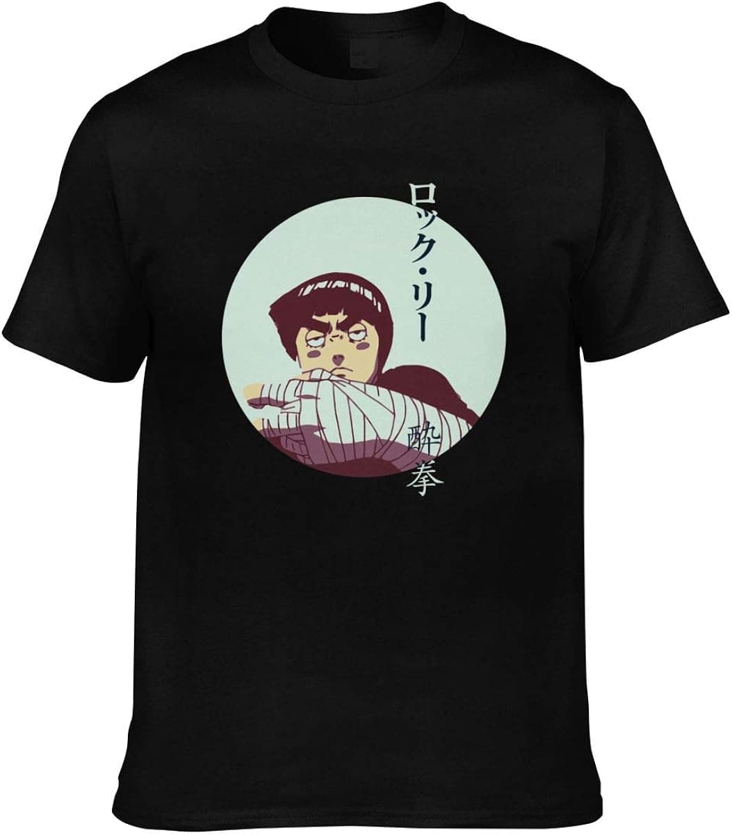 Yonfro Rock Lee - Drunken Fist Manga Anime Men's Short Sleeve Classic T-Shirt Large Black