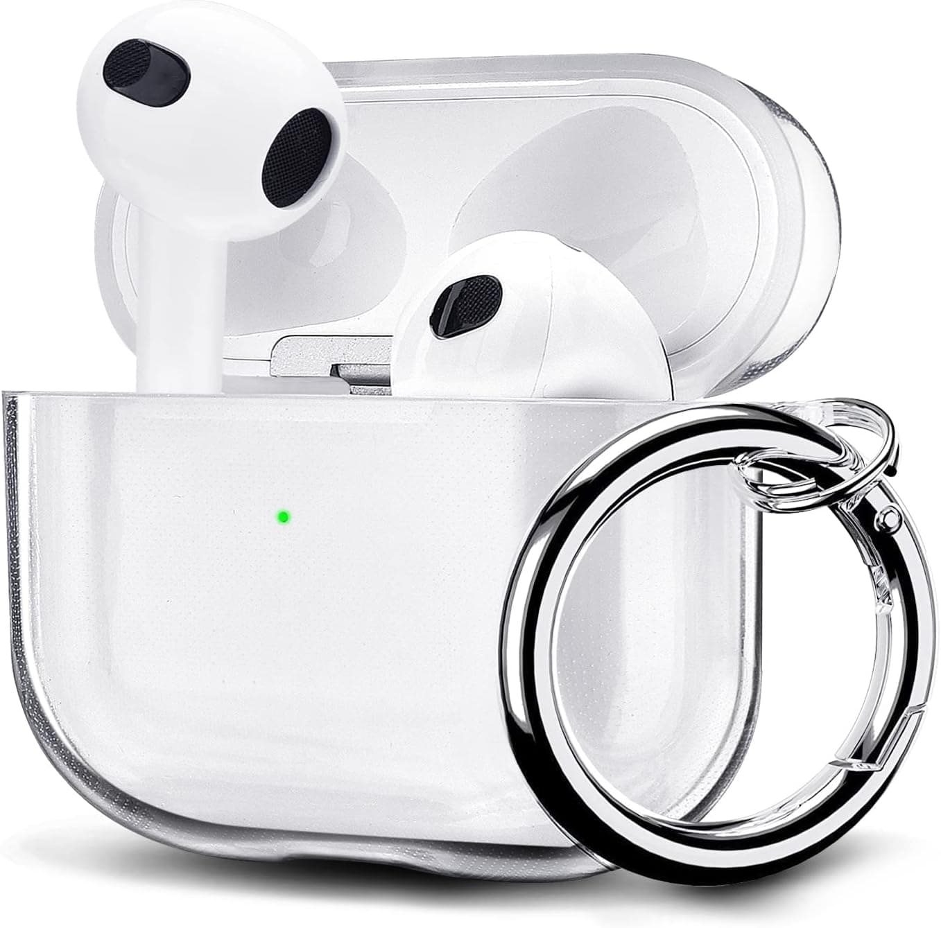 AIRSPO Airpods 3 Case Cover, Clear Soft TPU Protective Cover Compatible with Apple AirPods 3rd Generation Wireless Charging Case with Keychain (Clear)
