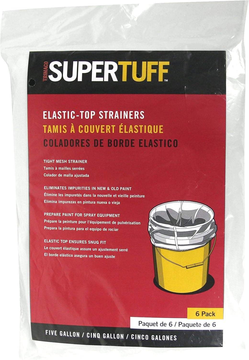 Trimaco 30206 SuperTuff Regular Mesh/Elastic Top Bag Strainers, 5 Gallon, (6-Pack)