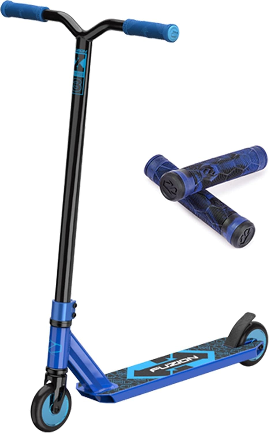 Fuzion X-3 Pro Scooter w/ Extra Grips Bundle - Premium Trick Scooters for Kids 8 Years and up – Scooters for Teens (Blue)