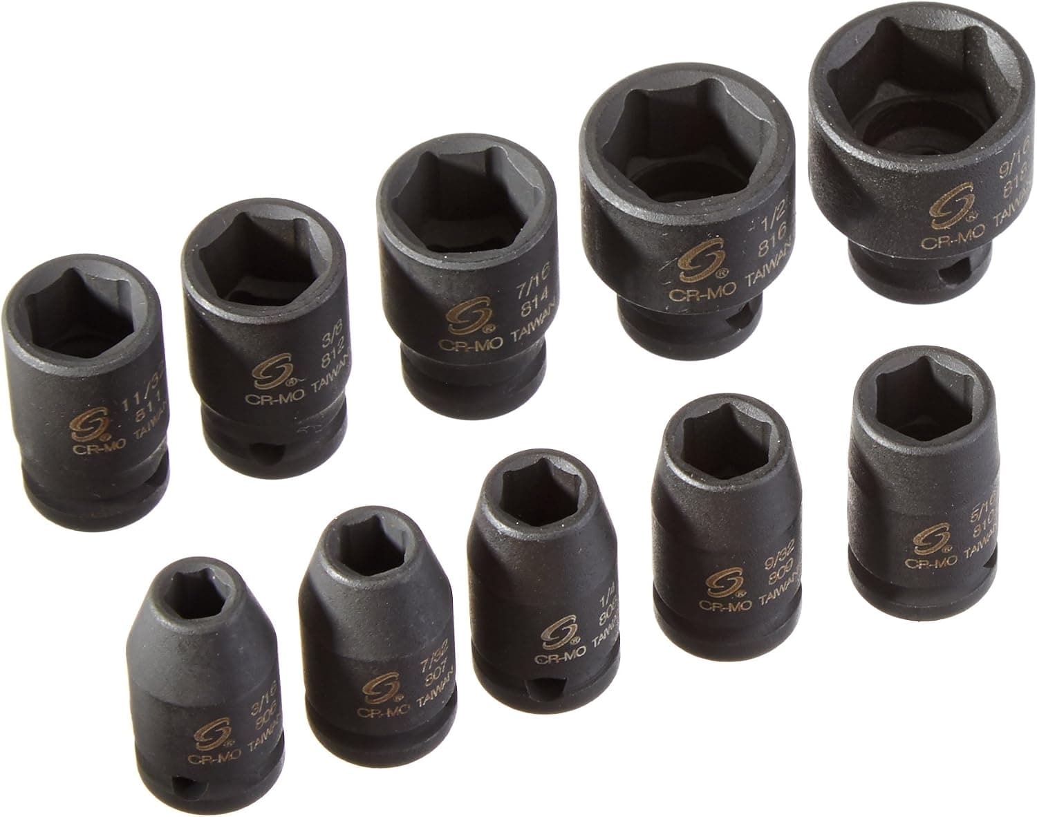 Sunex 1810 10 Piece 1/4" Drive Standard SAE Impact Socket Set