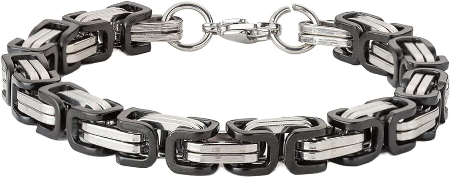 Lutoris Cuban Stainless Steel Link Mens Bracelet: Silver Gold Bracelet for Men Dad Husband, Amazing Jewelry Gifts for Christmas, Birthday, Father's Day, Wedding(With Fantastic Gifts Box)