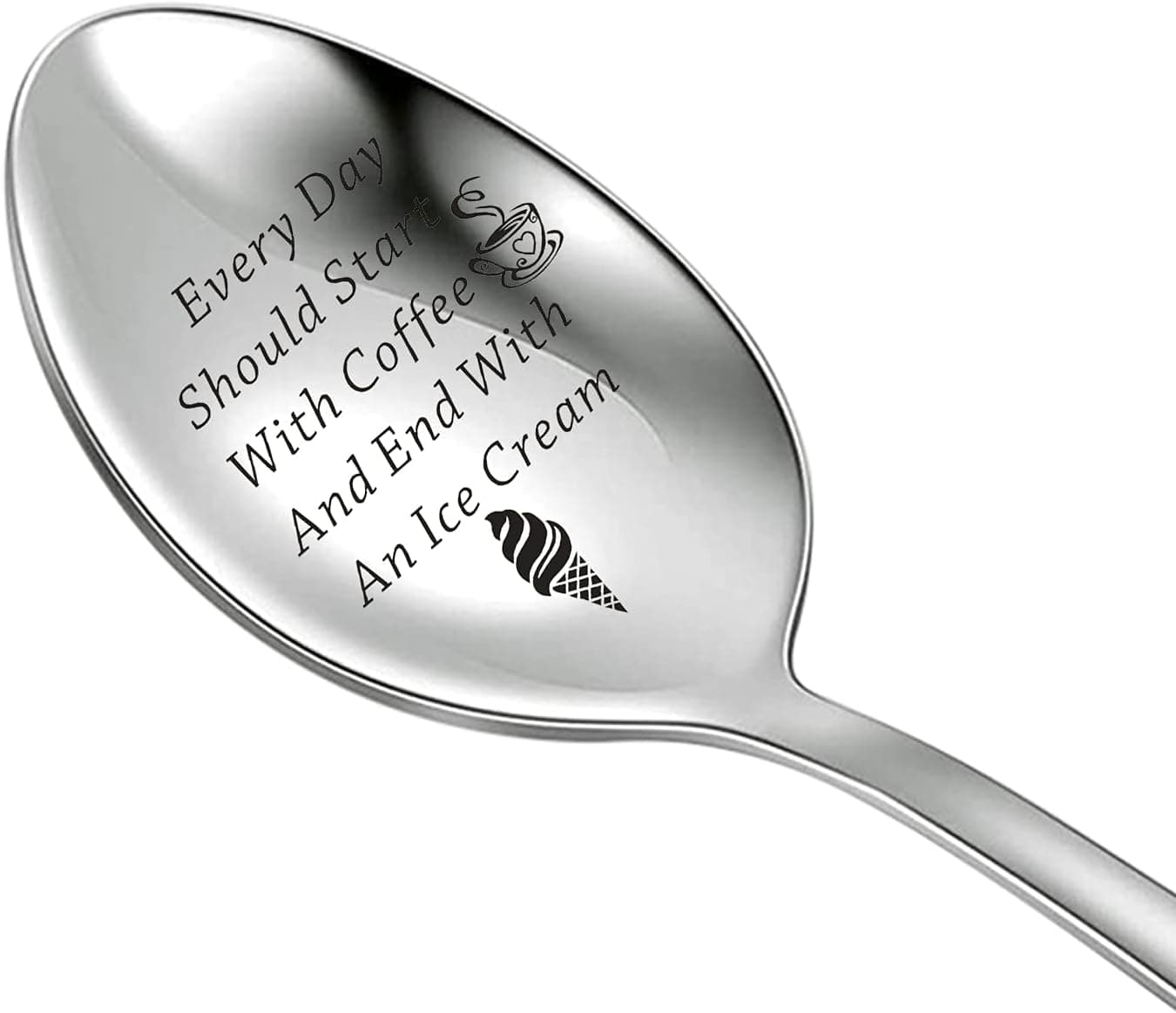 LQRI Funny Ice Cream Spoon Coffee Tea Spoon Every Day Should Start With Coffee And End With An Ice Cream for Ice Cream Lover Coffee Lover (Coffee--Spoon)