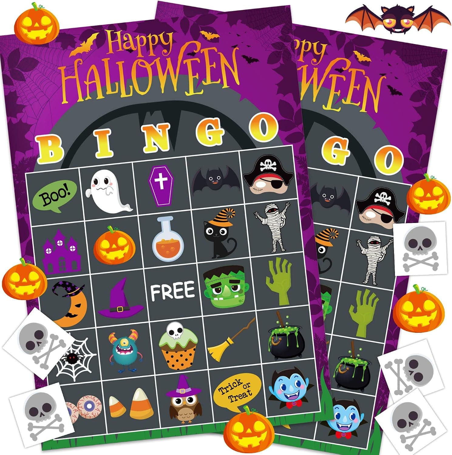 Joy Bang Halloween Bingo Game Halloween Party Games for Kids 24 Players Halloween Bingo Card Games for School Classroom Family Children Activities Halloween Party Favors