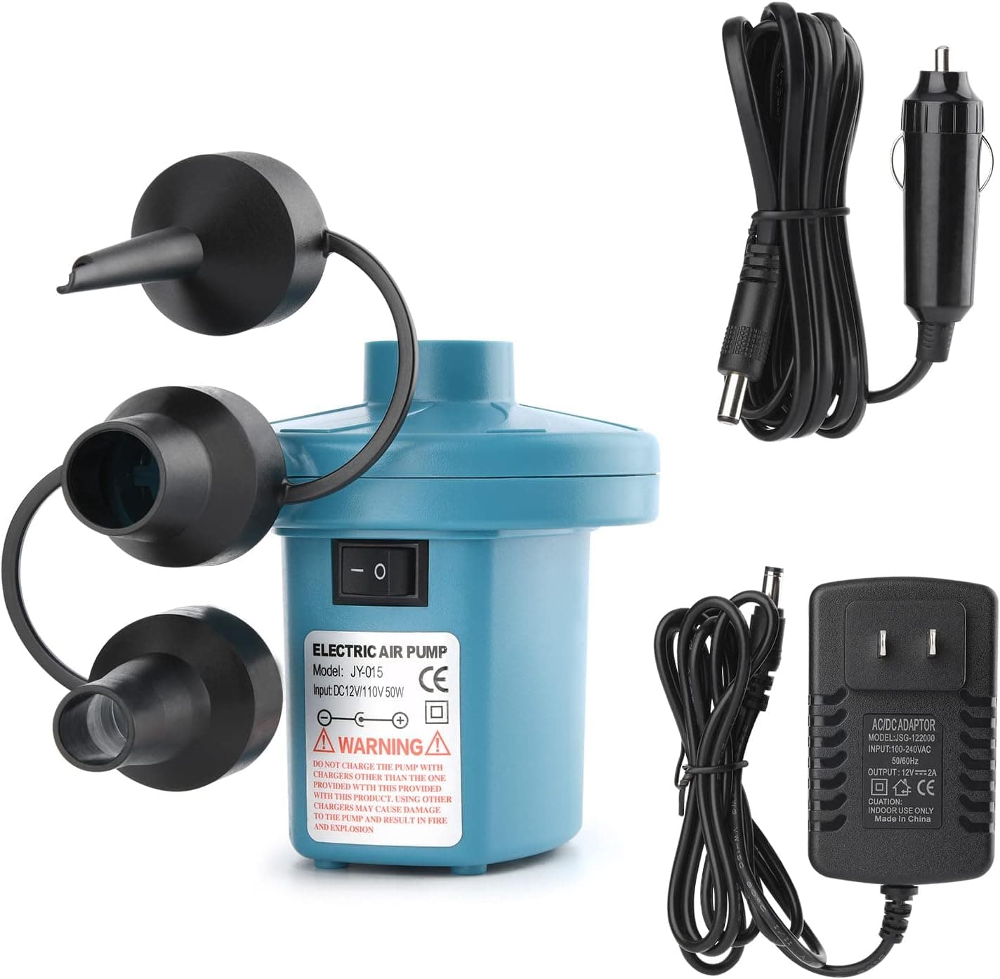 Bestrip Electric Air Pump, Air Pump for Inflatables Air Mattress Couch Pool Floats，Inflatables Boat Raft Toys, AC/DC Pump