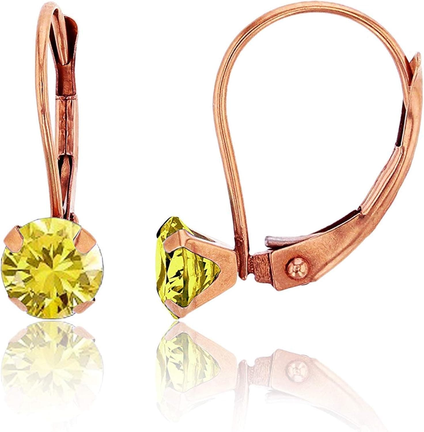 Solid 14K Gold 6mm Round Hypoallergenic Genuine Birthstone Solitaire Screwback Stud Earrings