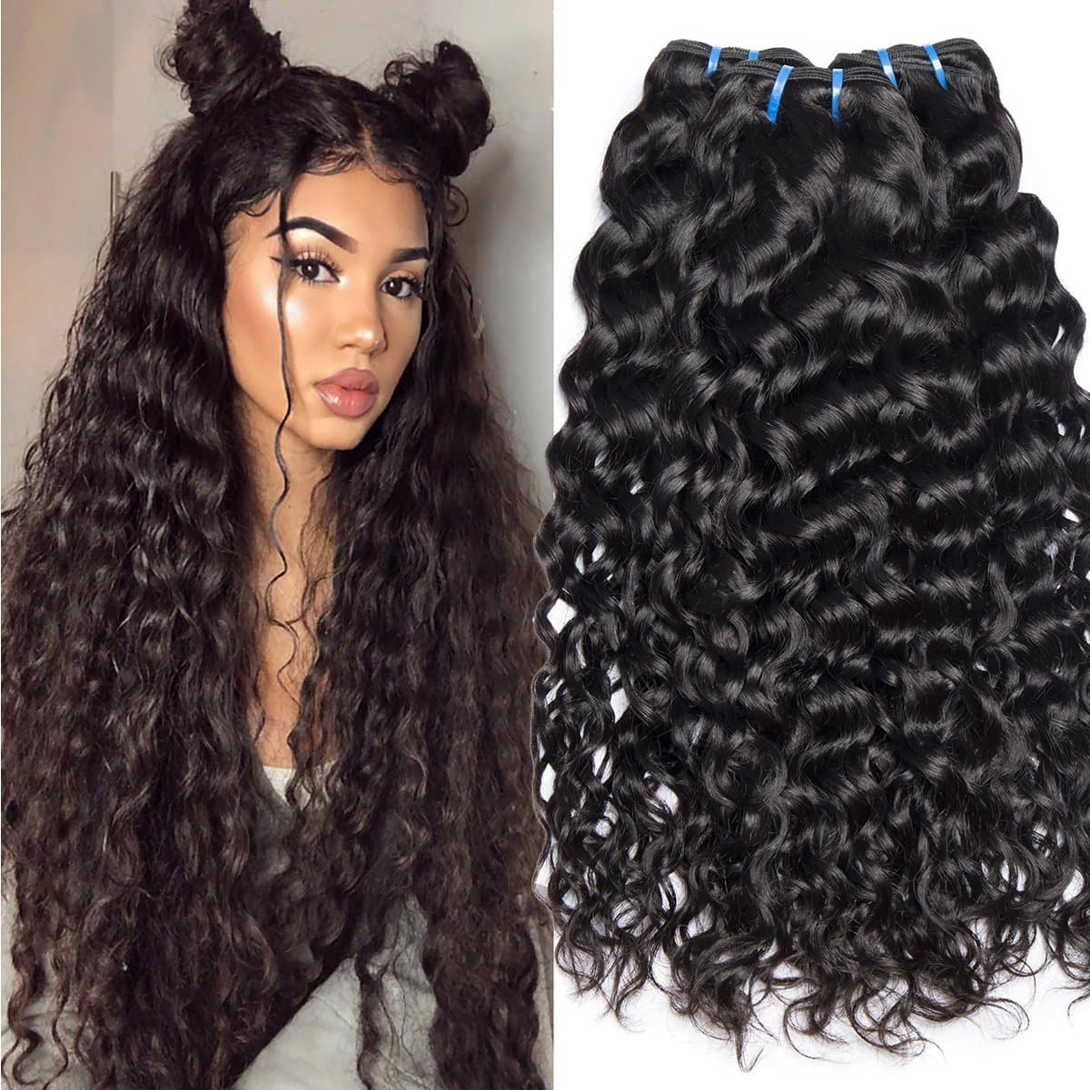 Water Wave Bundles 100% Unprocessed Indian Human Hair Bundle Deals 8A Water Wave Wet and Wavy Human Hair(18 20 22)