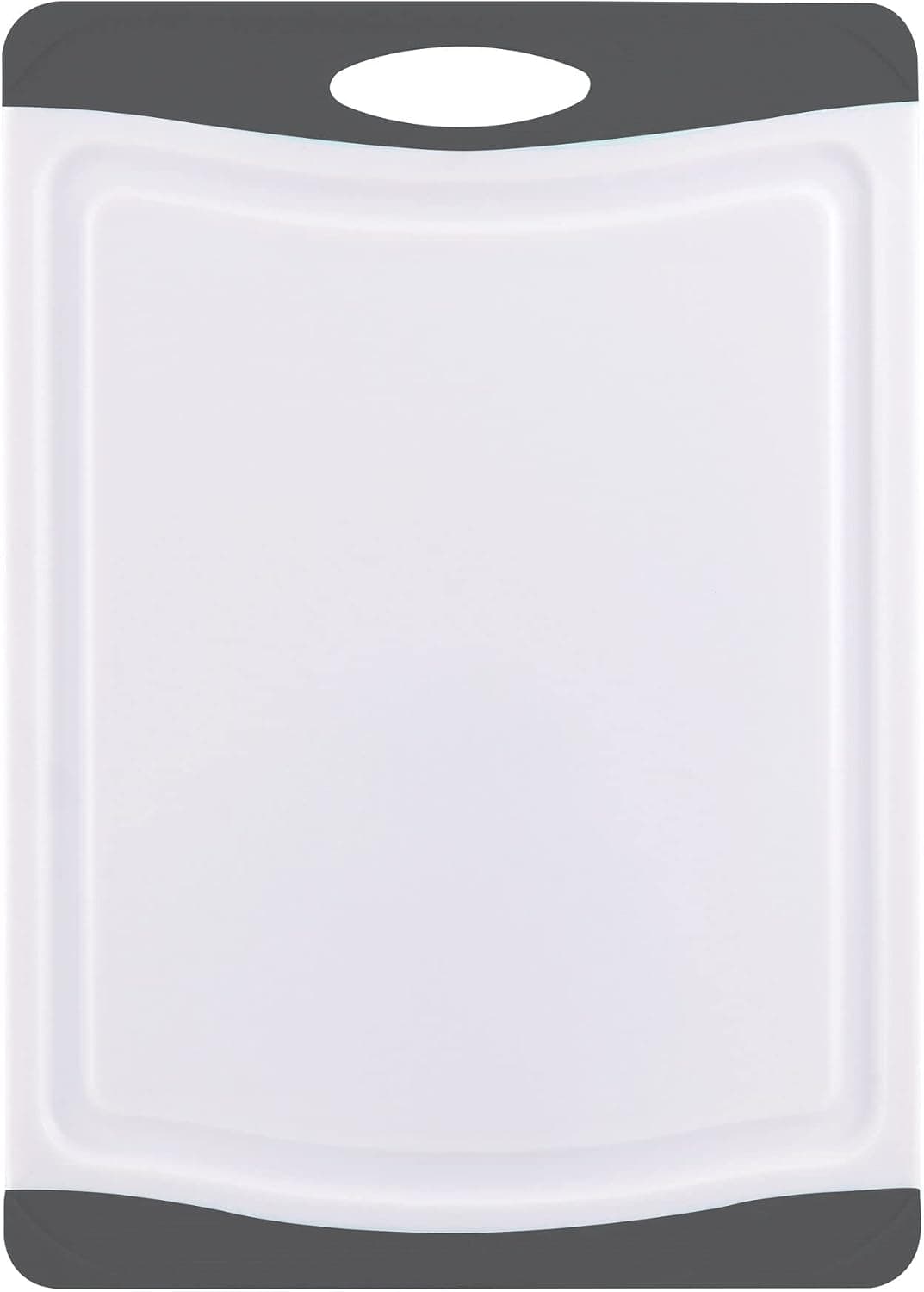 Farberware Nonslip Poly Cutting Board, 12x17-Inch, Gray and White
