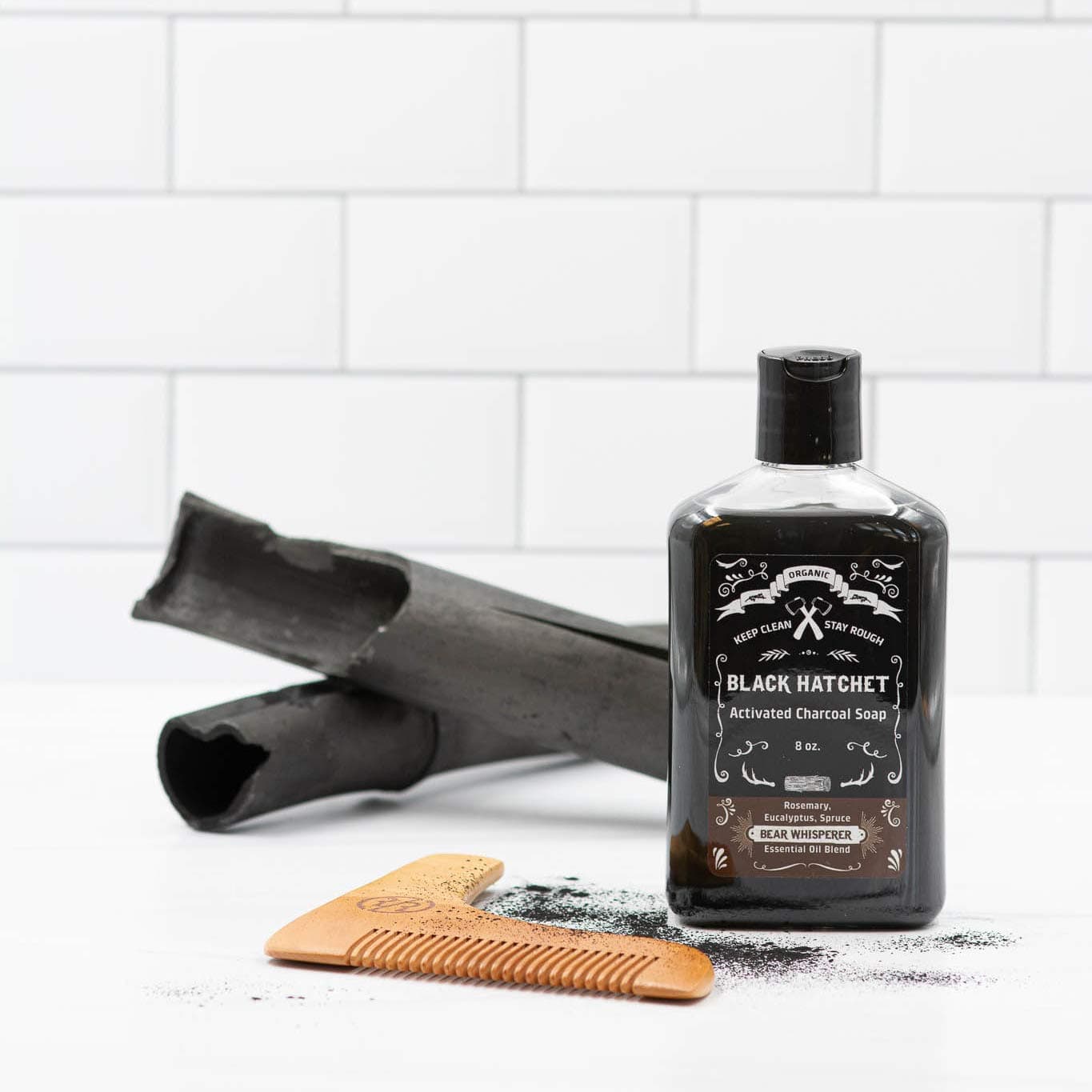 BLACK HATCHET- Bear Whisperer Charcoal Shower Gel Body Wash- All-Natural Bamboo Charcoal Soap for Men
