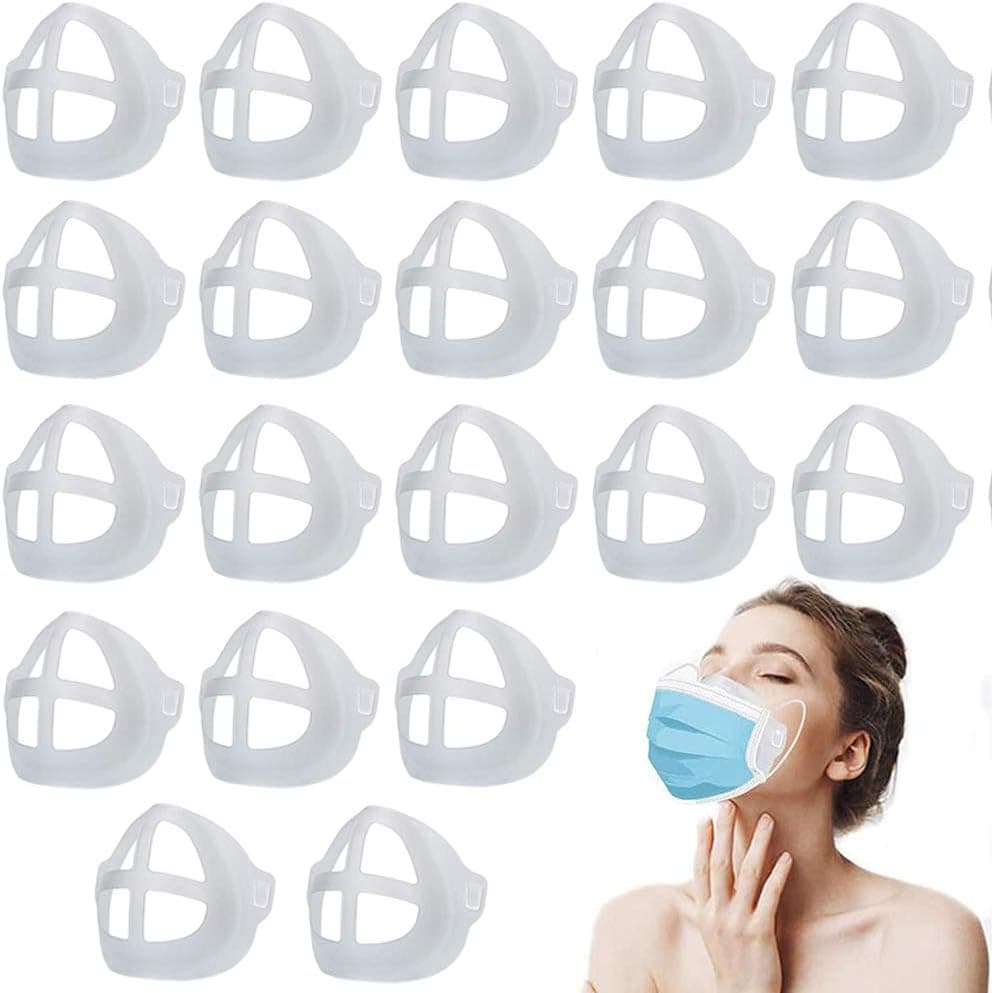FengleMa 3D Respirator Bracket-Nasal Respirator Pad-Internal Support Stand for Breathing-Mouth and Nose Protection Lipstick Increases Breathing Space and Helps to Breathe Smoothly (White) (20Pcs)