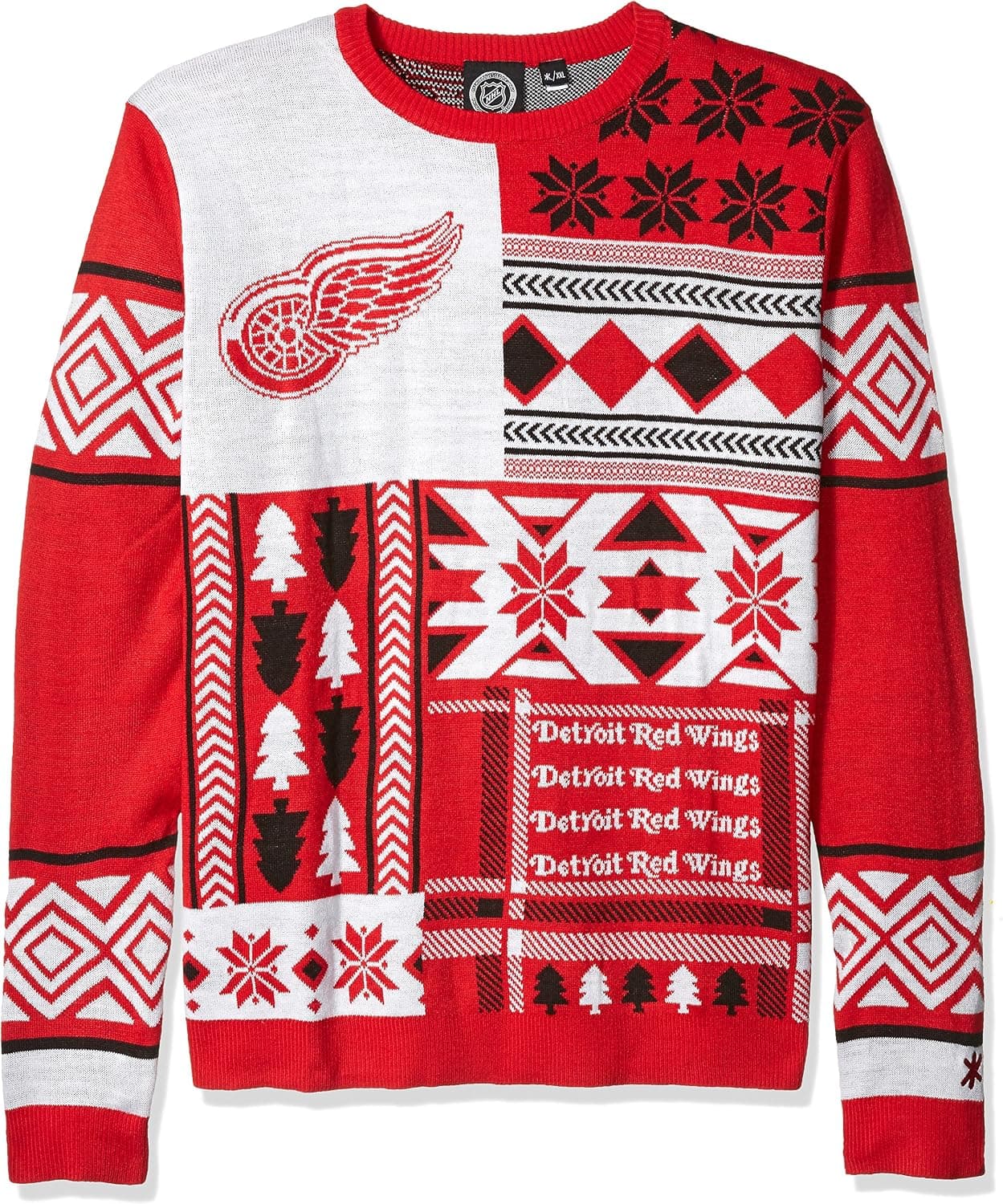 Detroit Red Wings Patches Ugly Crew Neck Sweater Medium