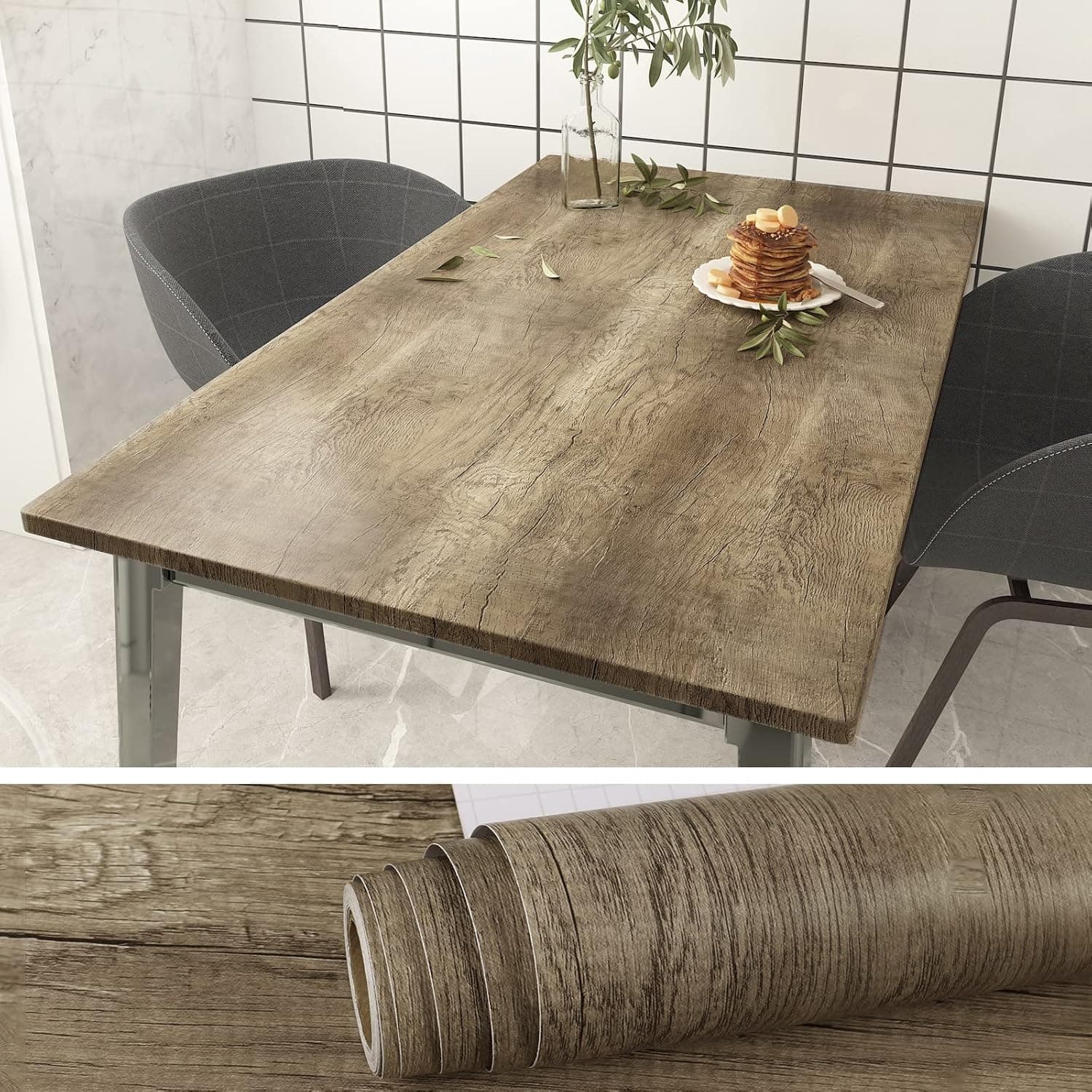 VEELIKE Light Brown Wood Wallpaper Peel and Stick Rustic Wood Plank Contact Paper Self Adhesive Waterproof Removable Distressed Wood Grain Vinyl Wrap for Cabinets Furniture Countertops 15.7''x354''