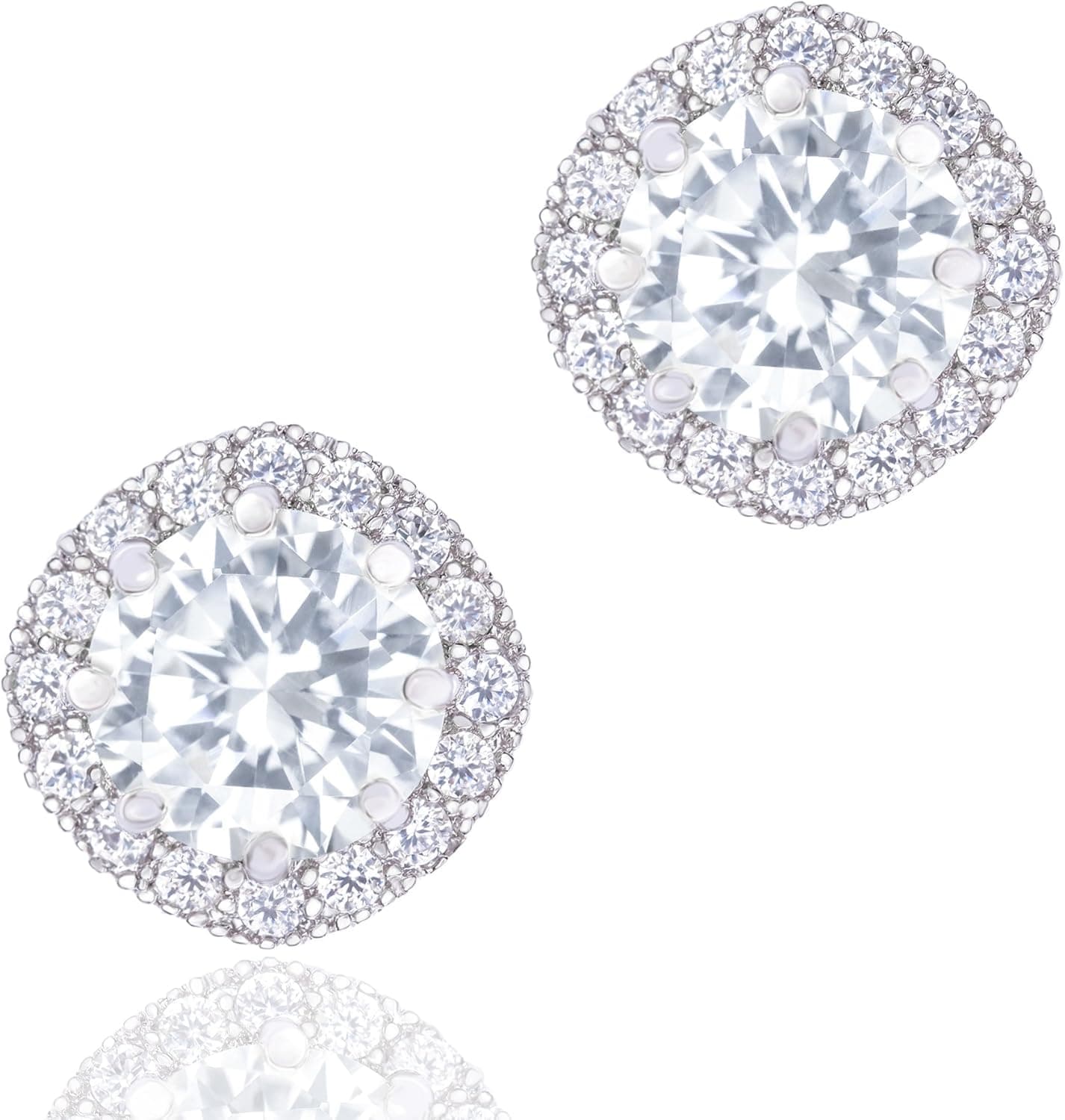 ORROUS & CO 18K Gold Plated CZ Simulated Diamond Stud Earrings for Women, Hypoallergenic, 1.9 Carat