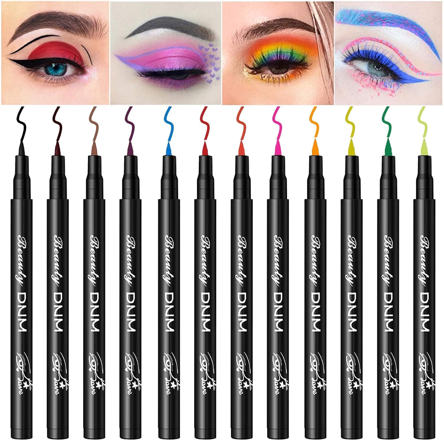 AWCCXMYM 12PCS Matte Liquid Eyeliner Colorful Set,Black Green Pink Red White Eyeliner Liquid,Eye Liners for Women Waterproof Eyeliner Pencil,Long Lasting Colored Eyeliner Pen