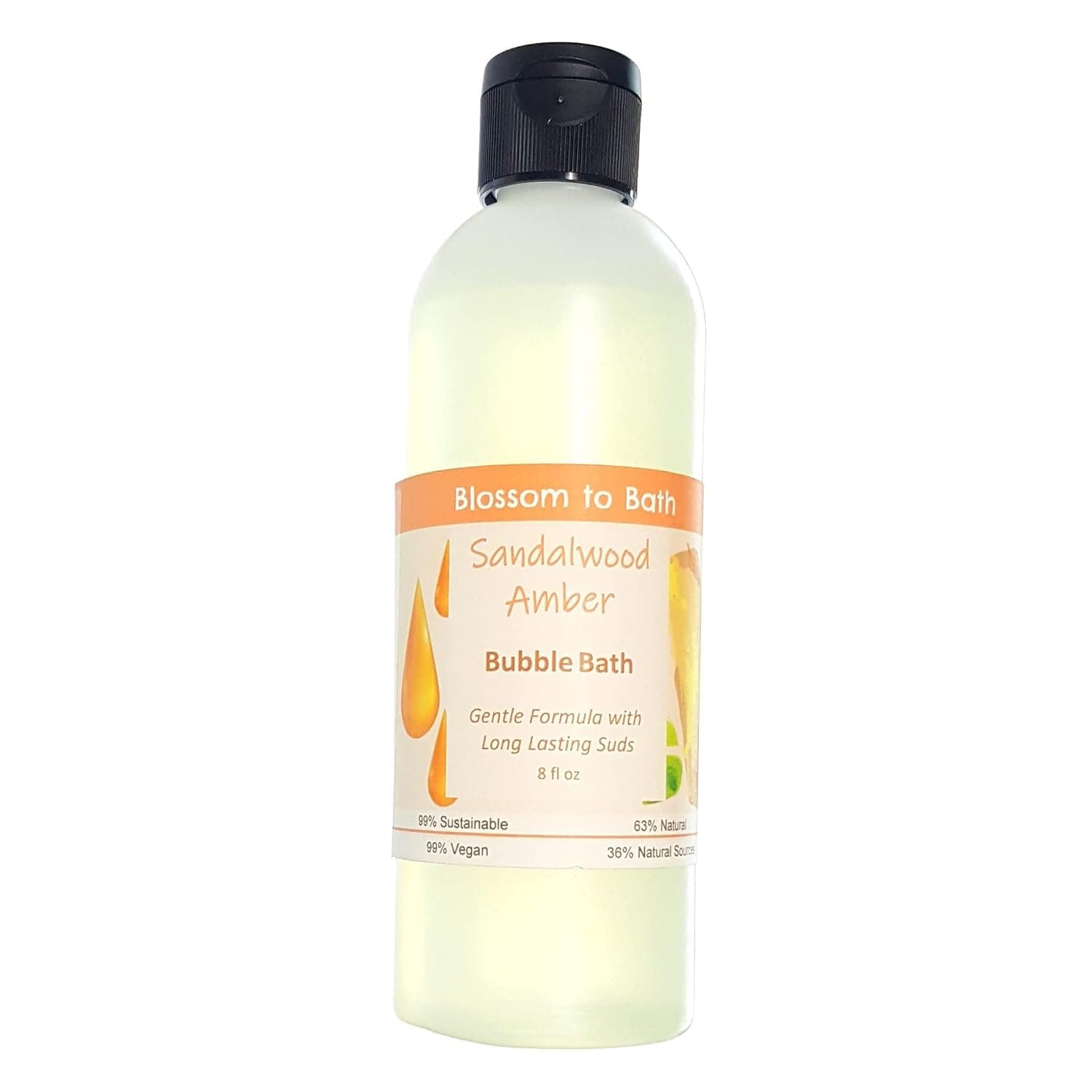 Sandalwood Amber Bubble Bath (8 Ounce) - Phthalate Free Fragrance - Makes A Fun Filled Tub with a Woodsy Warm Scent