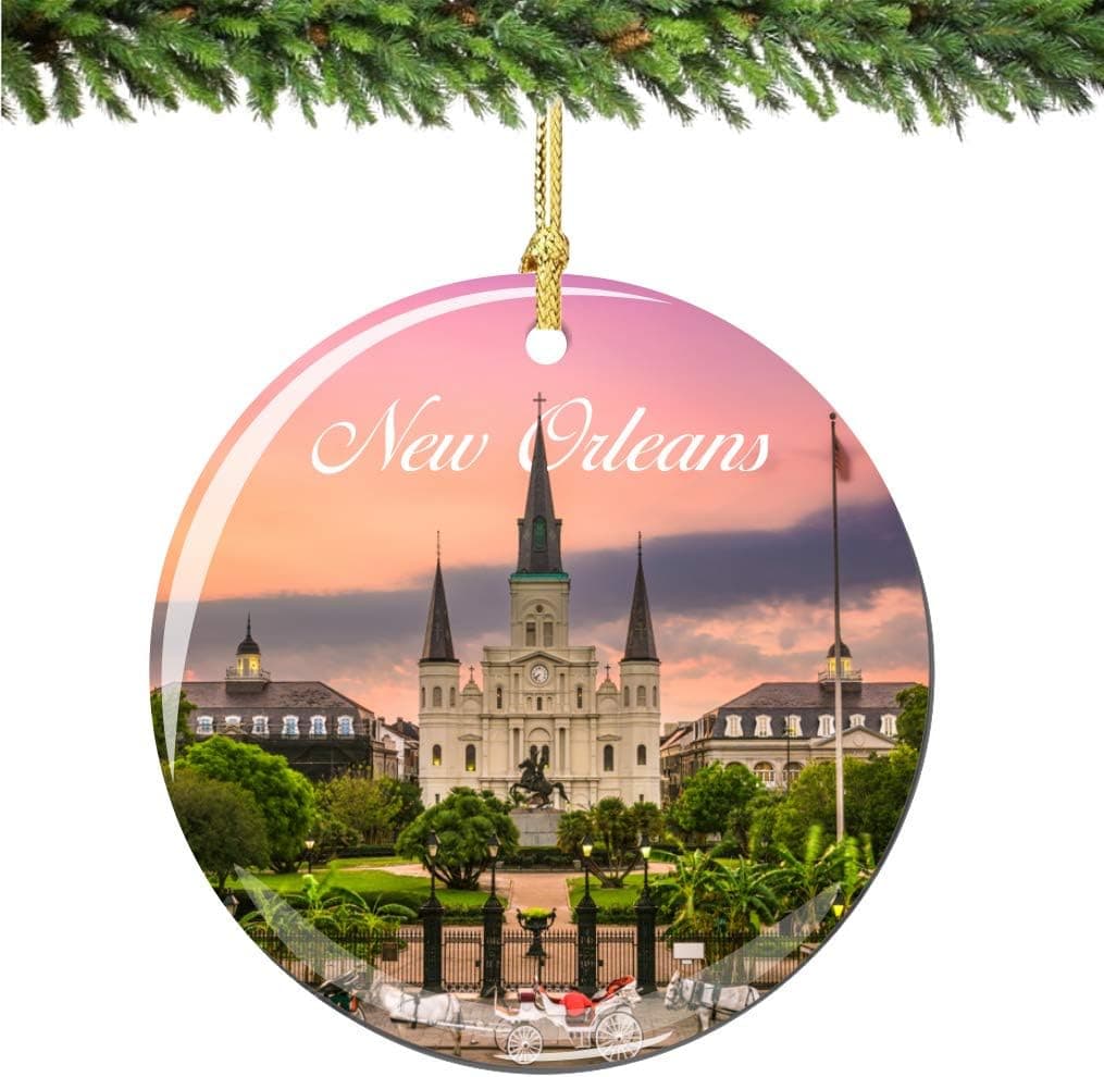 City-Souvenirs New Orleans Christmas Ornament Porcelain Double Sided 2.75 Inches