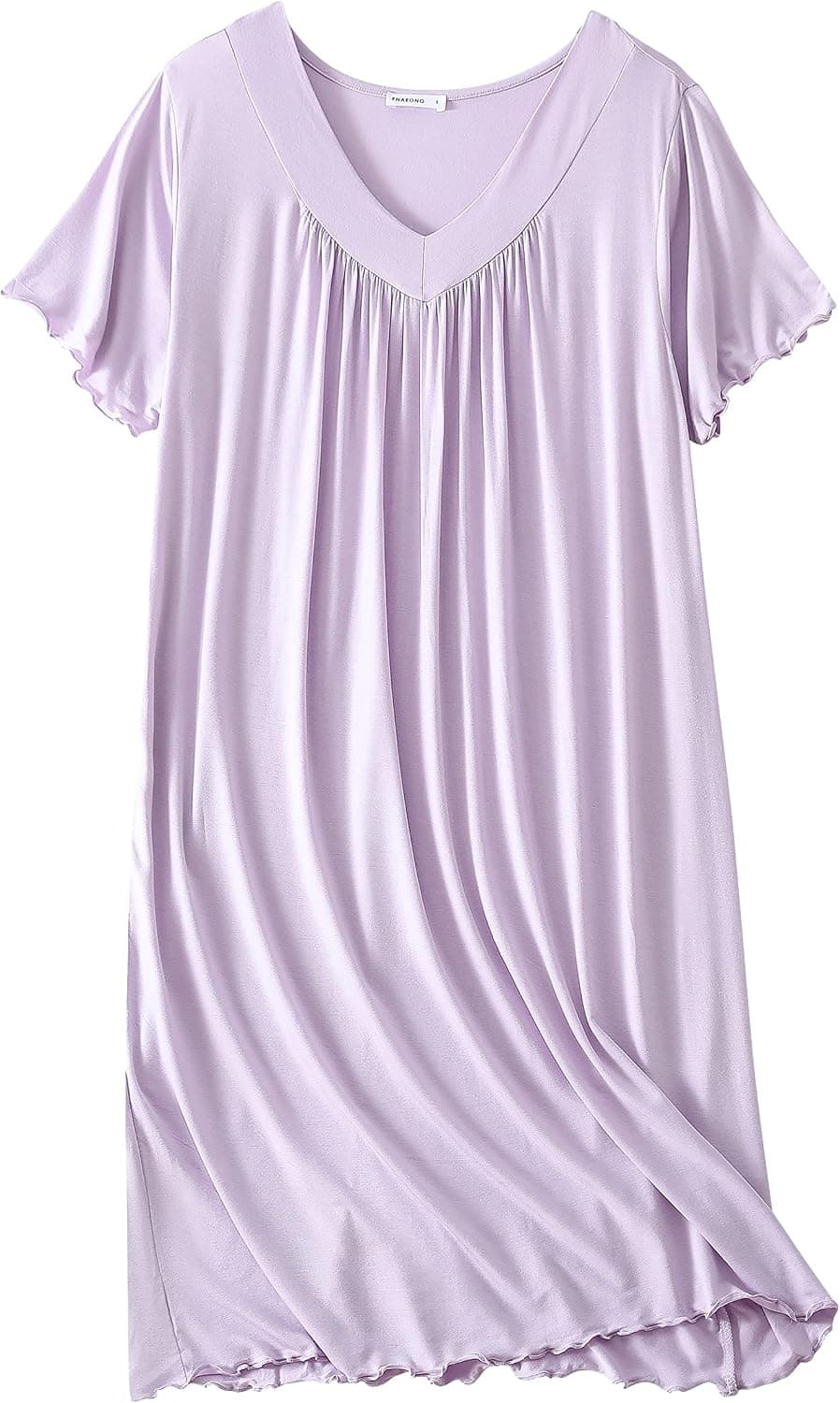 PNAEONG Women's Nightgown Comfy Sleepwear Pleated Nightshirt Short Sleeves Flare Nightdress
