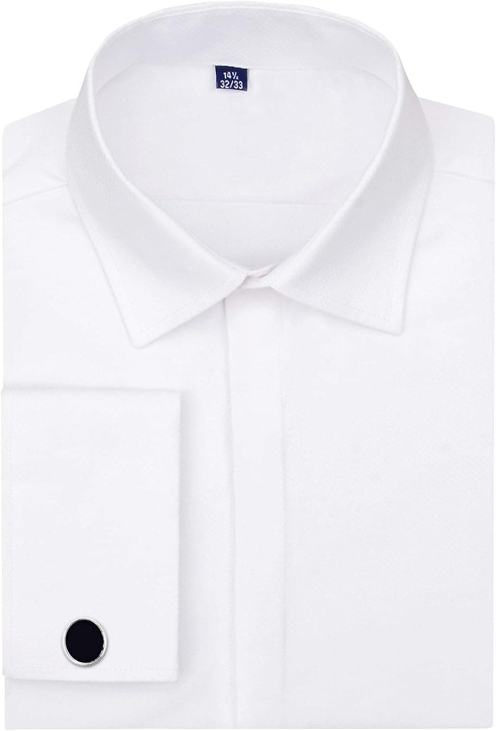 J.Ver Men's Dress Shirt Long Sleeve French Cuff Regular Fit Formal Shirt for Business and Wedding White