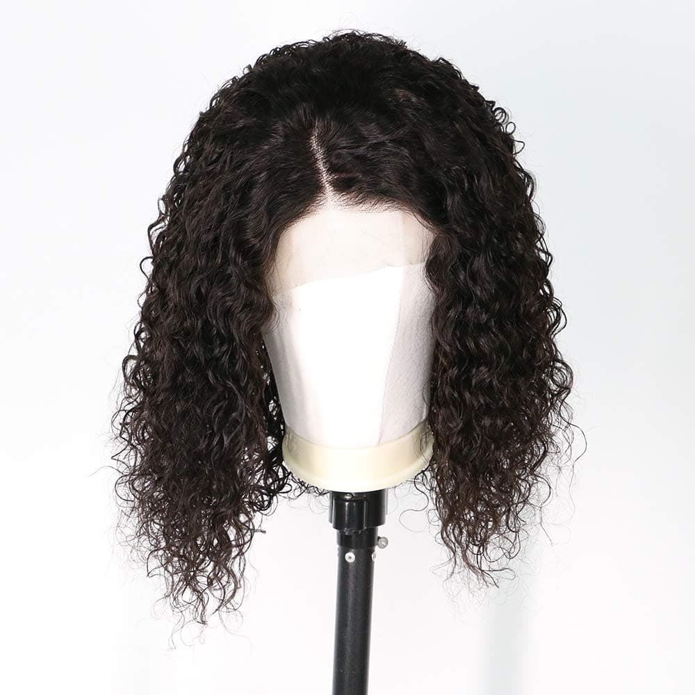Short Curly Wig Human Hair Brazilian Lace Front Human Hair Wigs With Baby Hair Pre Plucked Bleached Knots(14inch)