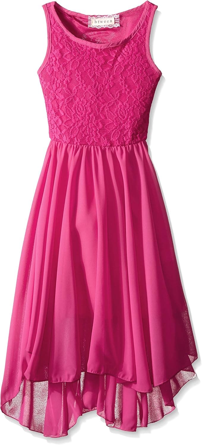 BTween Girls' Lace Top Handkerchief Chiffon Hem Dress