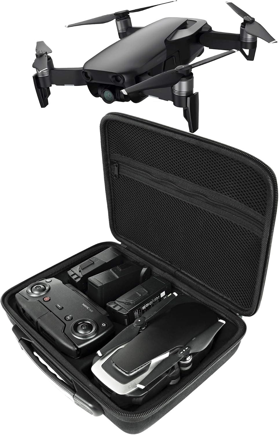 GoScope Mavic AIR GO CASE (DRONEGEAR Edition) Compact Hardshell case DJI Mavic AIR Body, Controller, & 3 Spare Batteries -Water-Resistant Nylon Travel CASE- DJI Mavic AIR Fly More Combo Carrying CASE