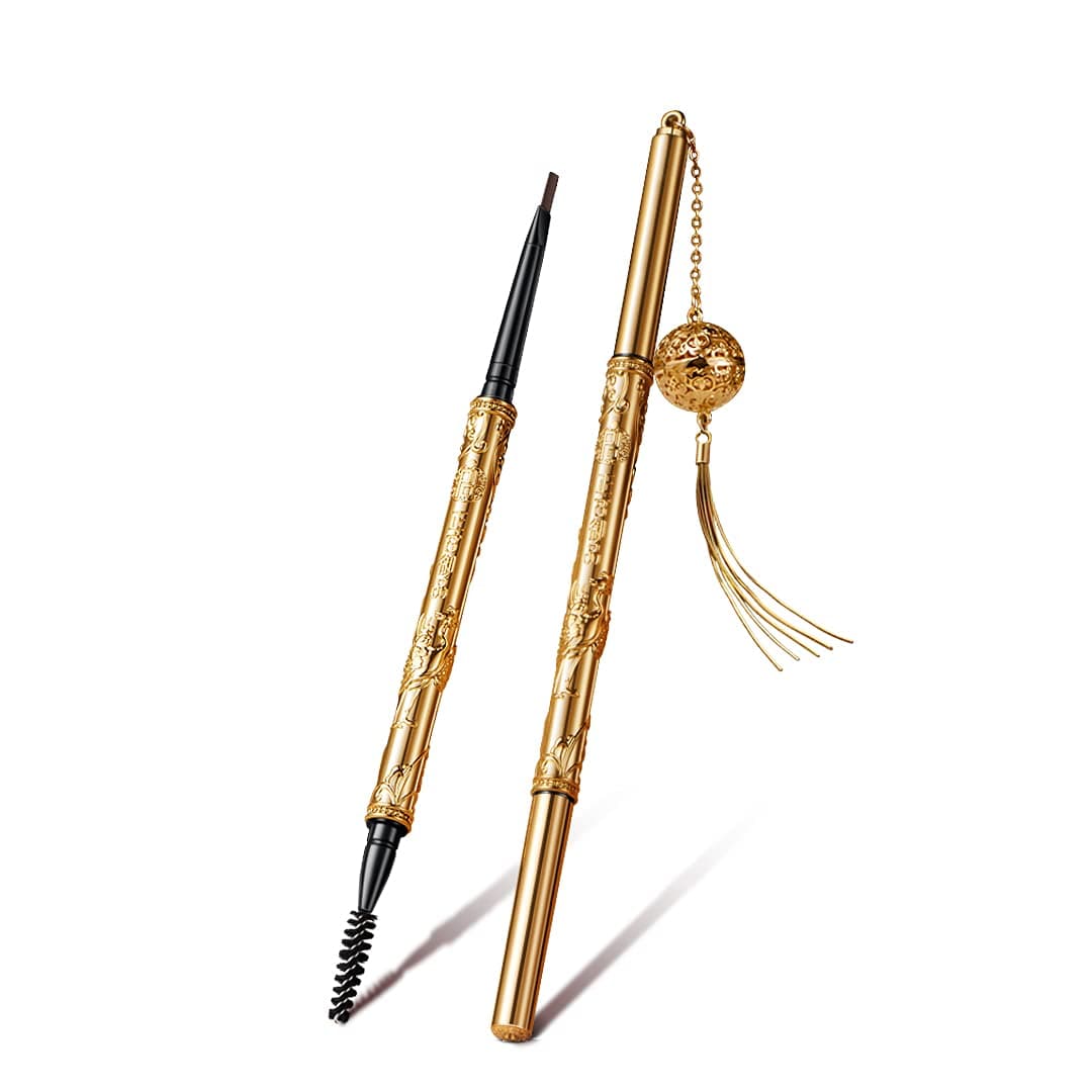 ZEESEA Palace Identity Gilded Tang Double-Headed Delicate Eyebrow Pencil, Sketch-level Small Triangle, Waterproof Long Lasting Palace Eyebrow Pen With Luxury Packaging (#03 Soft Black)