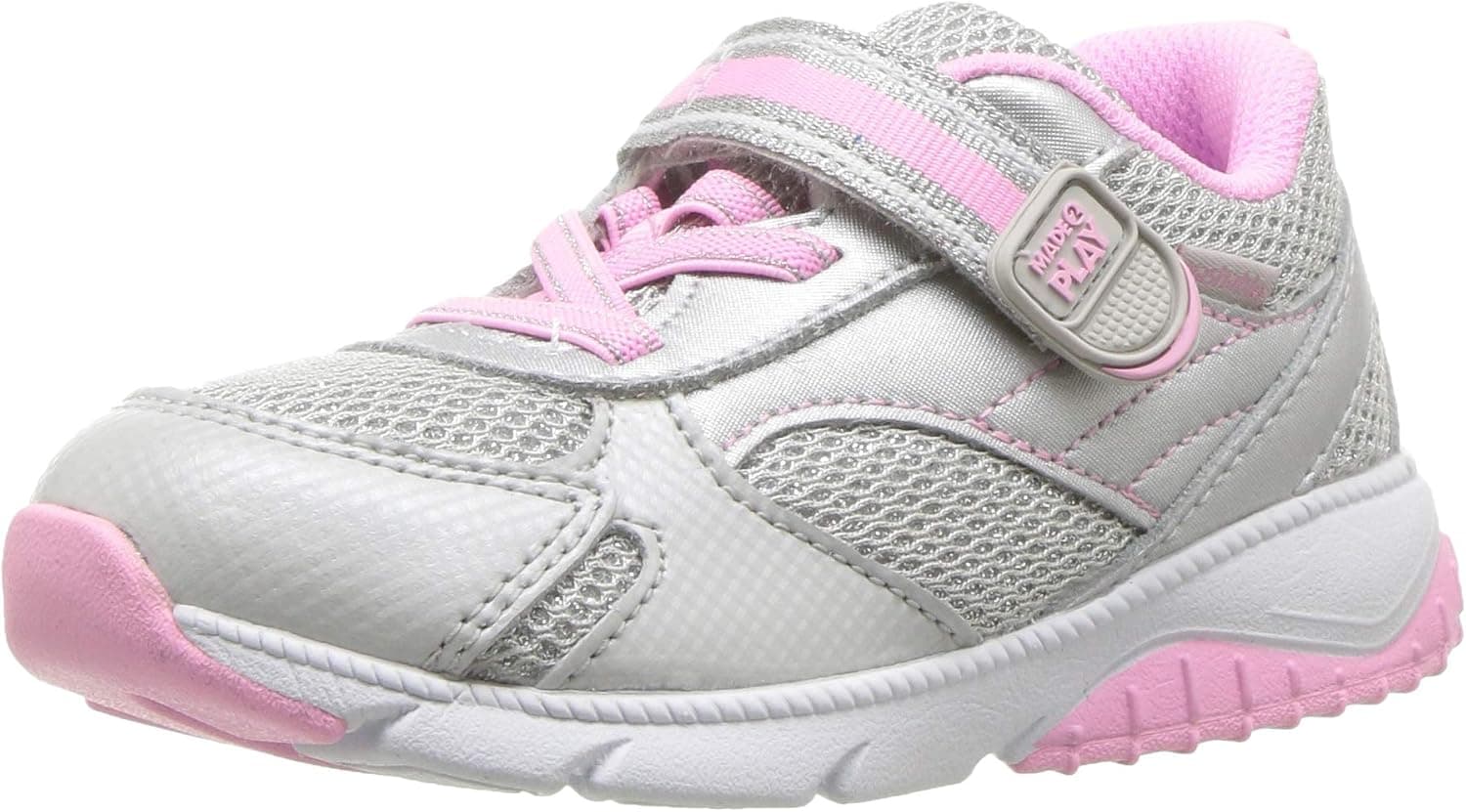 Stride Rite Girls Indy Leather Athletic Sneaker, Silver, 8 X-Wide Toddler