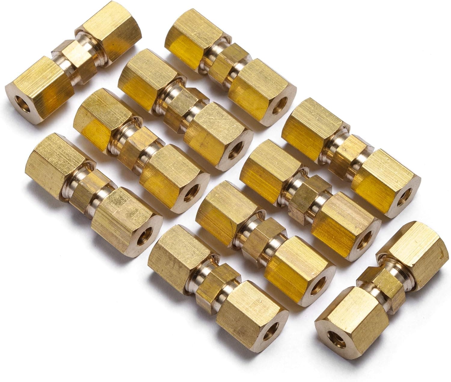 LTWFITTING 3/16-Inch OD Compression Union,Brass Compression Fitting(Pack of 10)