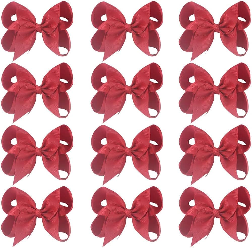 Sacarla 5" Hand-made Grosgrain Ribbon Hair Bow Alligator Clips Hair Accessories for 20 Colors Available
