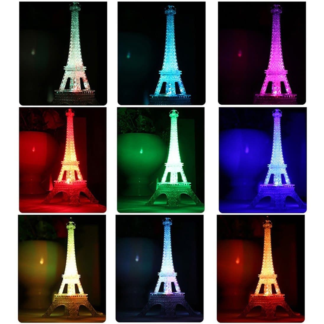 Academyus 1V Romance Eiffel Tower Kit， Built-in Color Changing Night Light ， Mini Night Light Desk Gift for Fathers Day,Dad,Mothers,Men,Women,Kids,Boys,TeensTable Lamp Birthday Gift