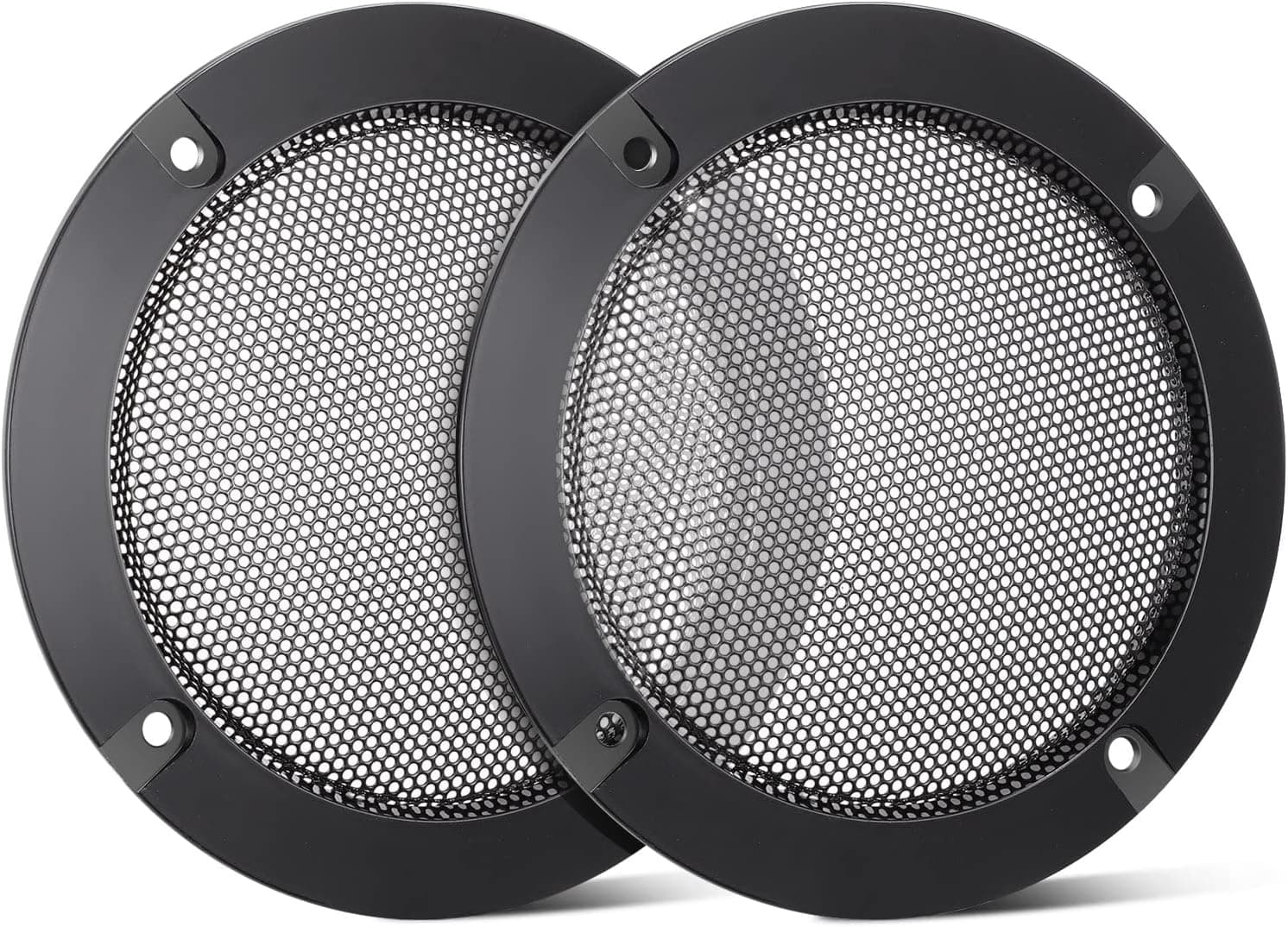 Facmogu 2PCS 6.5in Audio Speaker Mesh Cover, Speaker Protective Grille with Black Wire Mesh & Metal Glossy, Steel Mesh Speaker Cover with 8PCS Screws for Loudspeaker Mounting