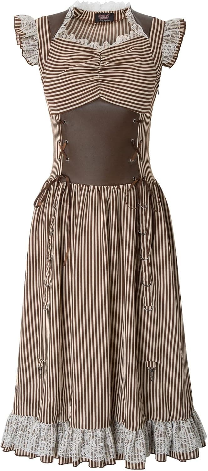 SCARLET DARKNESS Girls Steampunk Victorian Pirate Corset Dress Renaissance Costume SL3-2 2XL