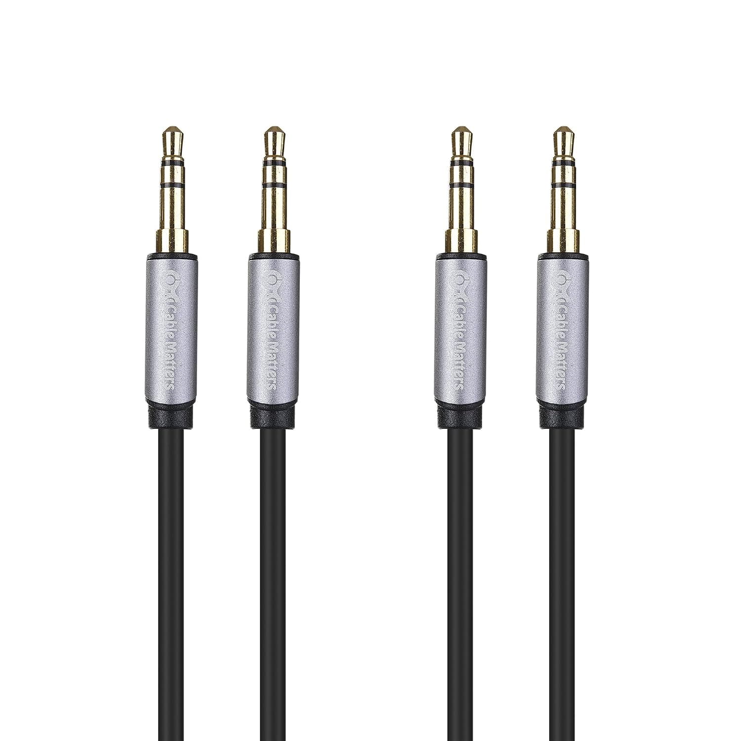 Cable Matters 2-Pack 3.5mm Aux Cable (Headphone Cable, Stereo Cable) in Black 12 Feet