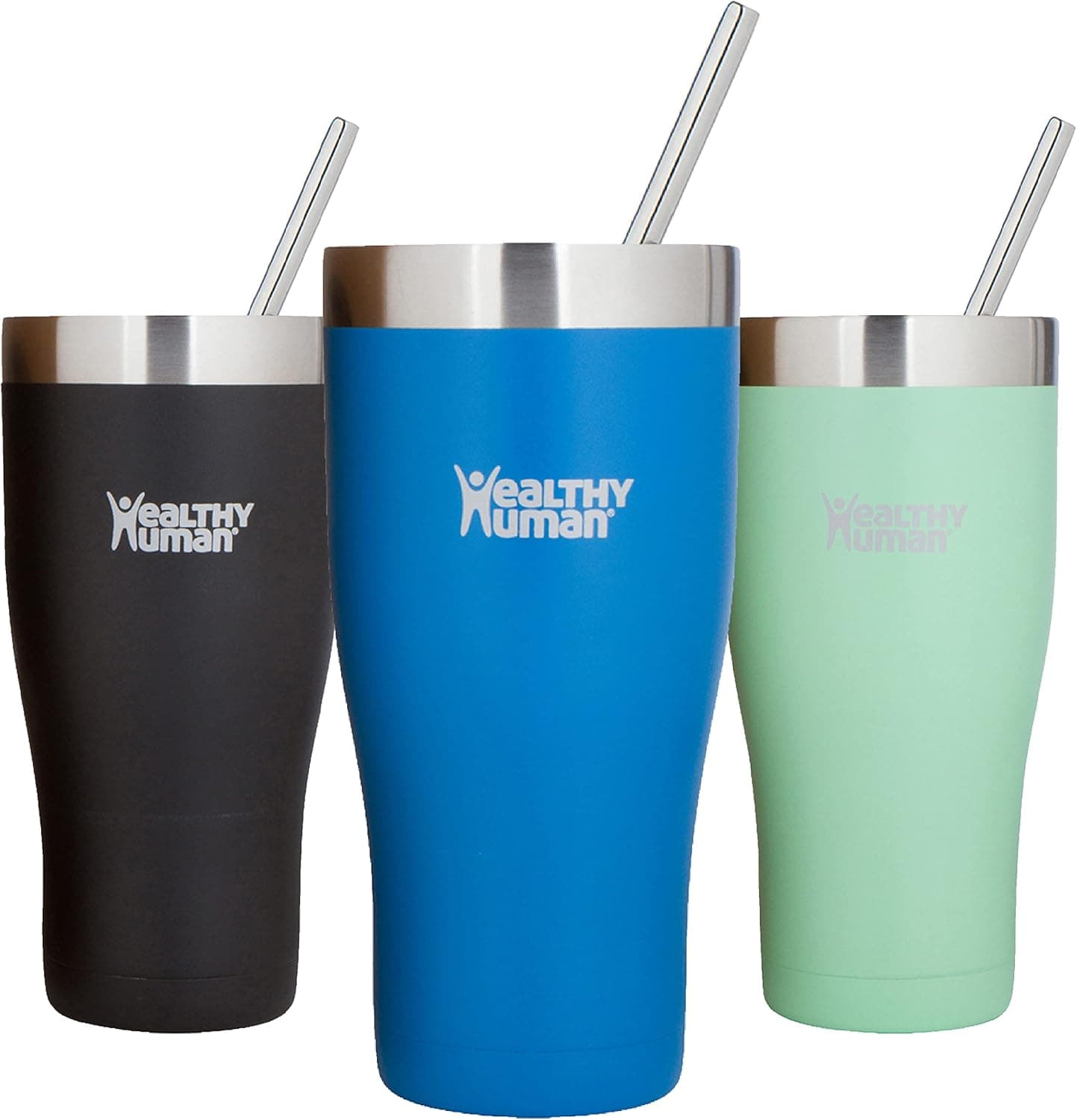 Healthy Human Stainless Steel Tumbler with Straw & Lid | Splash Proof Insulated Travel Cup | Eco-Friendly Coffee Tumblers | Water Cups with Straws Cleaner and Splash Proof Lids (32oz, Bahama)
