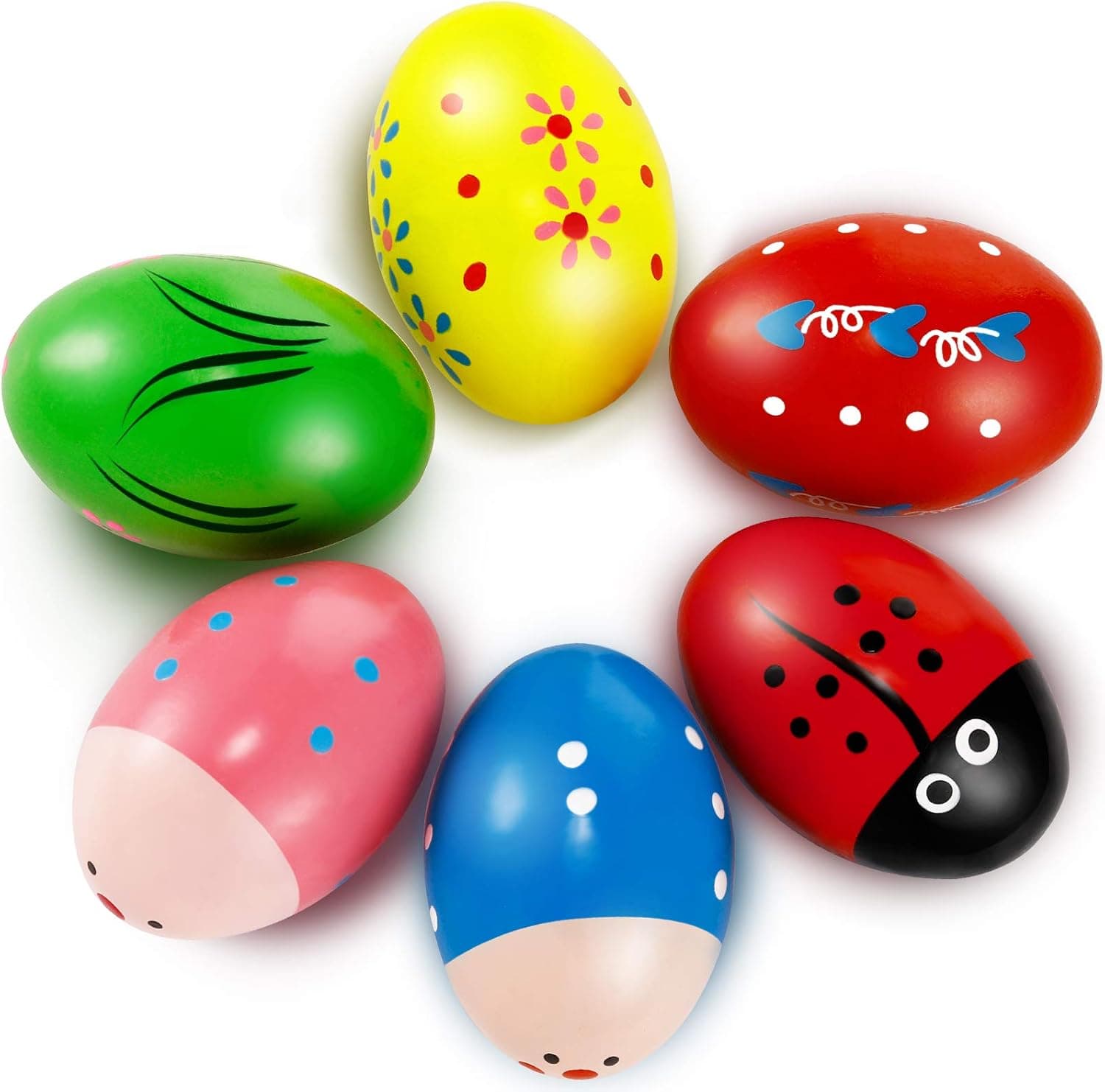 12 Pieces Easter Wooden Egg Shakers Maracas Percussion Musical Eggs Lovely Egg Shaker Instrument Set Toys Assorted Colors Easter Party Favors for Boys Girls Gifts, Basket Stuffers Fillers, Easter Hunt