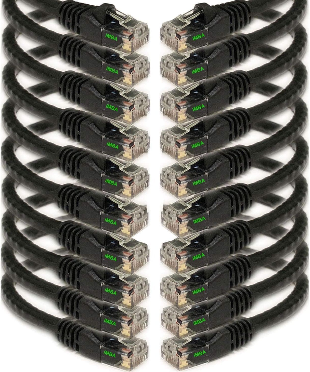 iMBAPrice 25' Cat5e Network Ethernet Patch Cable, 10 Pack, Black (IMBA-CAT5-25BK-10PK)